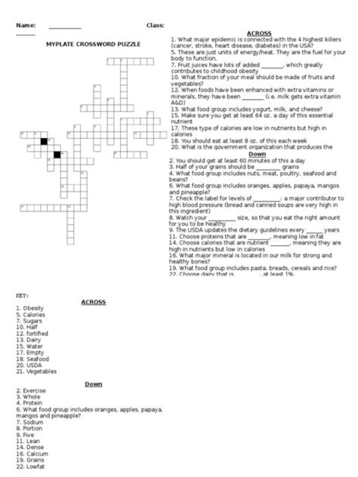 Master MyPlate With Our Exclusive Crossword Answers