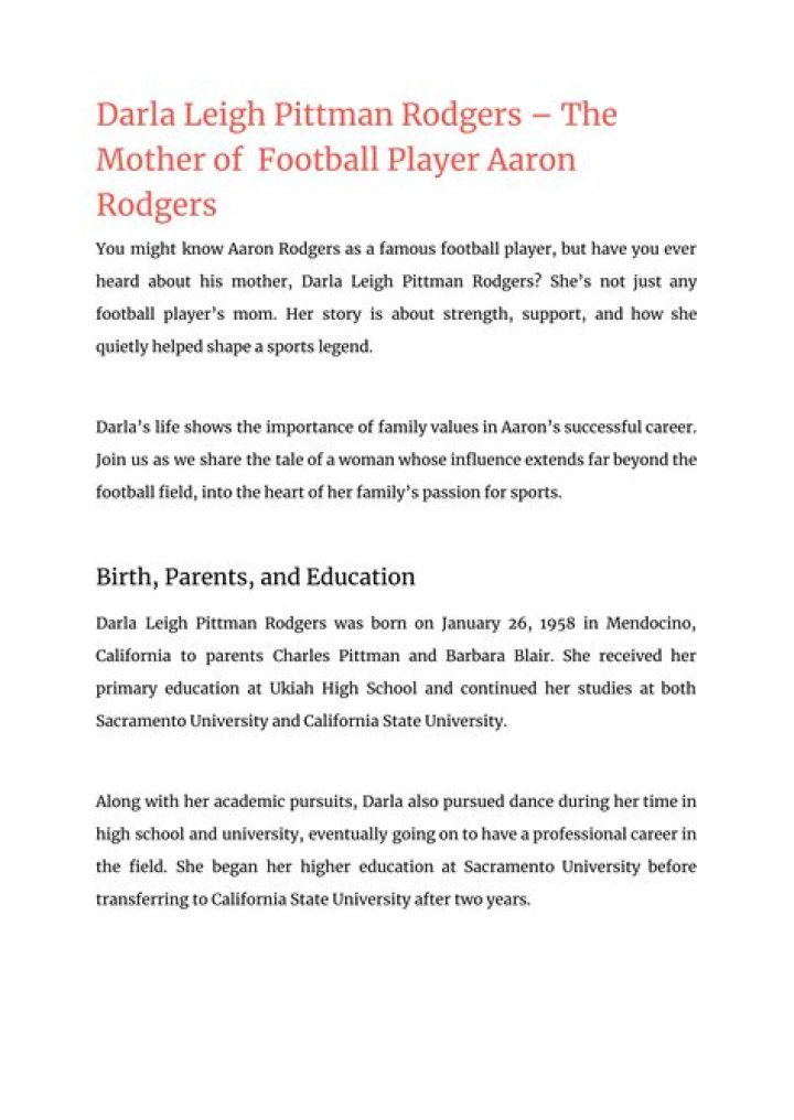Uncover The Story Of Darla Leigh Pittman Rodgers: A Comprehensive Guide